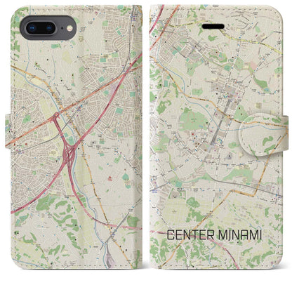【センター南（神奈川県）】地図柄iPhoneケース（手帳タイプ）ナチュラル・iPhone 8Plus /7Plus / 6sPlus / 6Plus 用