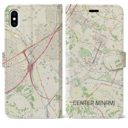 【センター南（神奈川県）】地図柄iPhoneケース（手帳タイプ）ナチュラル・iPhone XS Max 用