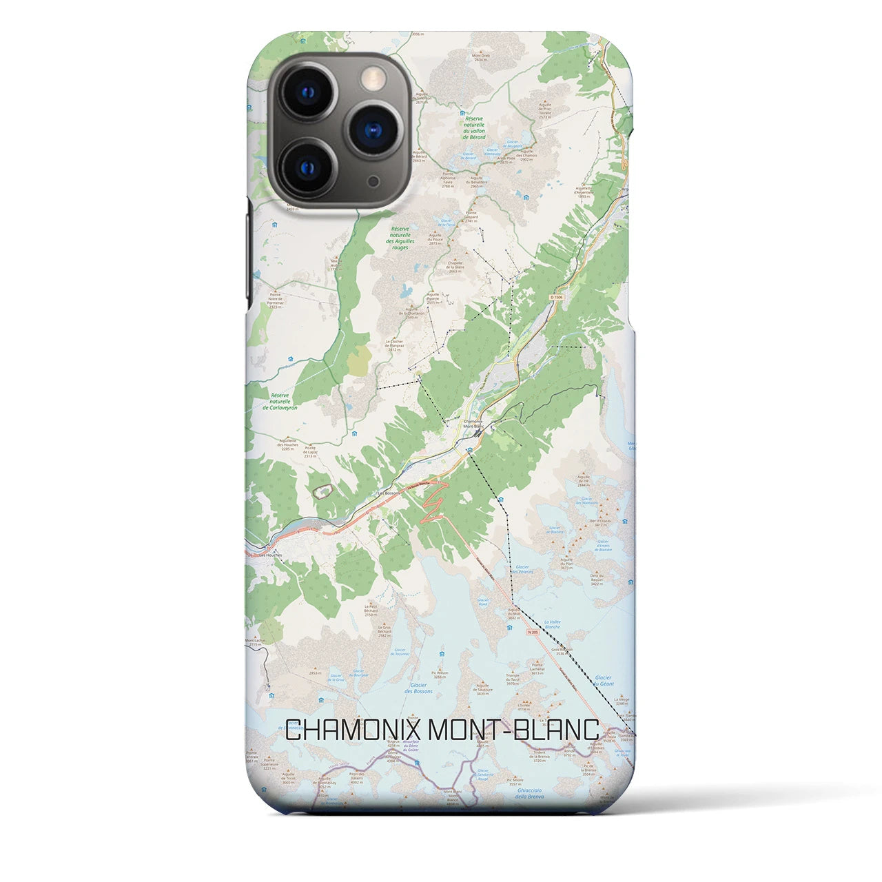 【シャモニー】地図柄iPhoneケース（バックカバータイプ・ナチュラル）iPhone 11 Pro Max 用