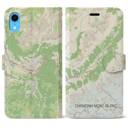 【シャモニー（フランス）】地図柄iPhoneケース（手帳タイプ）ナチュラル・iPhone XR 用