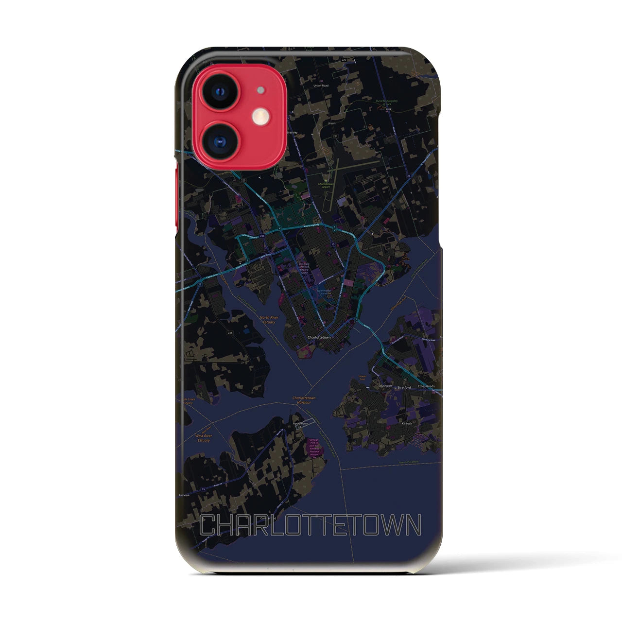 【シャーロットタウン】地図柄iPhoneケース（バックカバータイプ・ブラック）iPhone 11 用