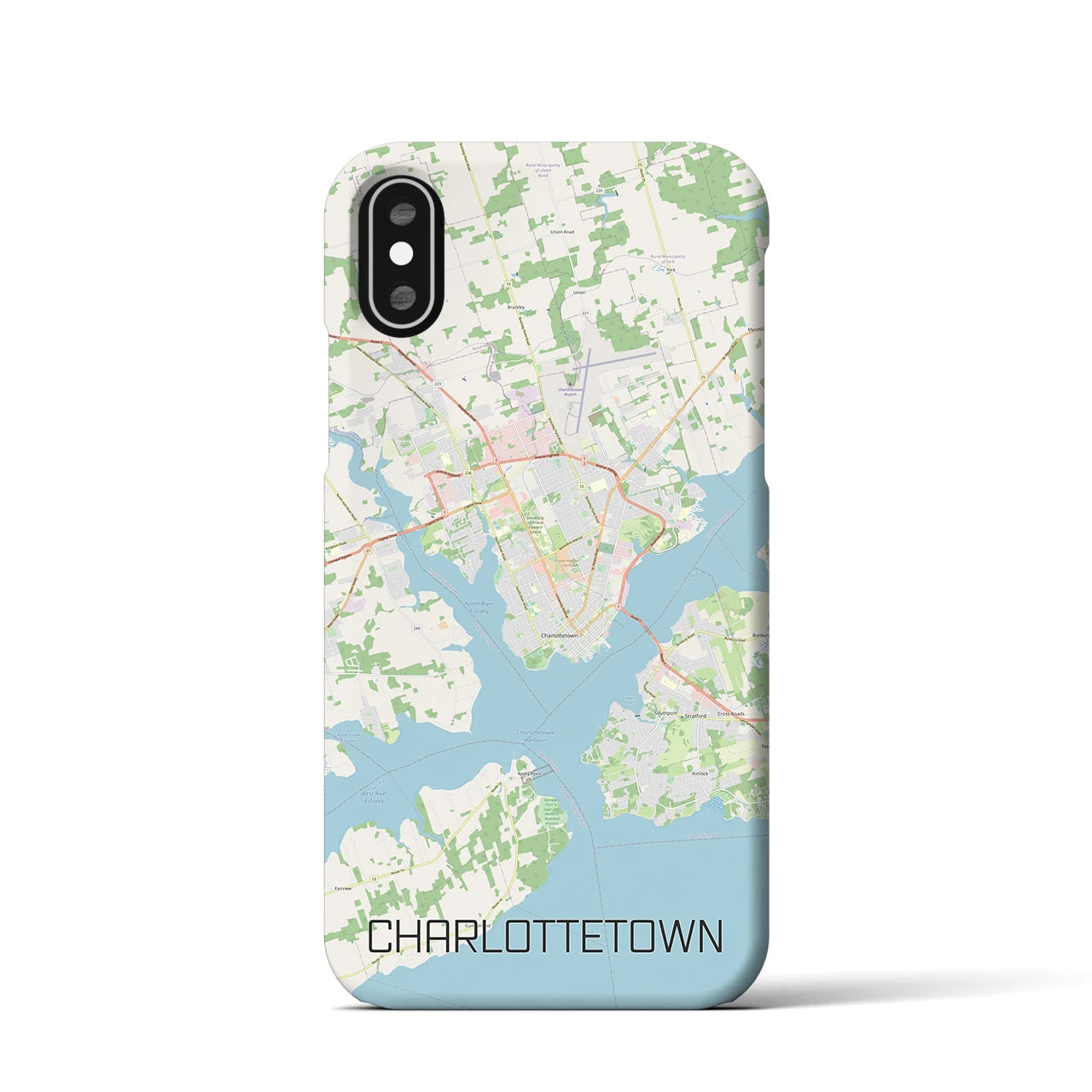【シャーロットタウン】地図柄iPhoneケース（バックカバータイプ・ナチュラル）iPhone XS / X 用