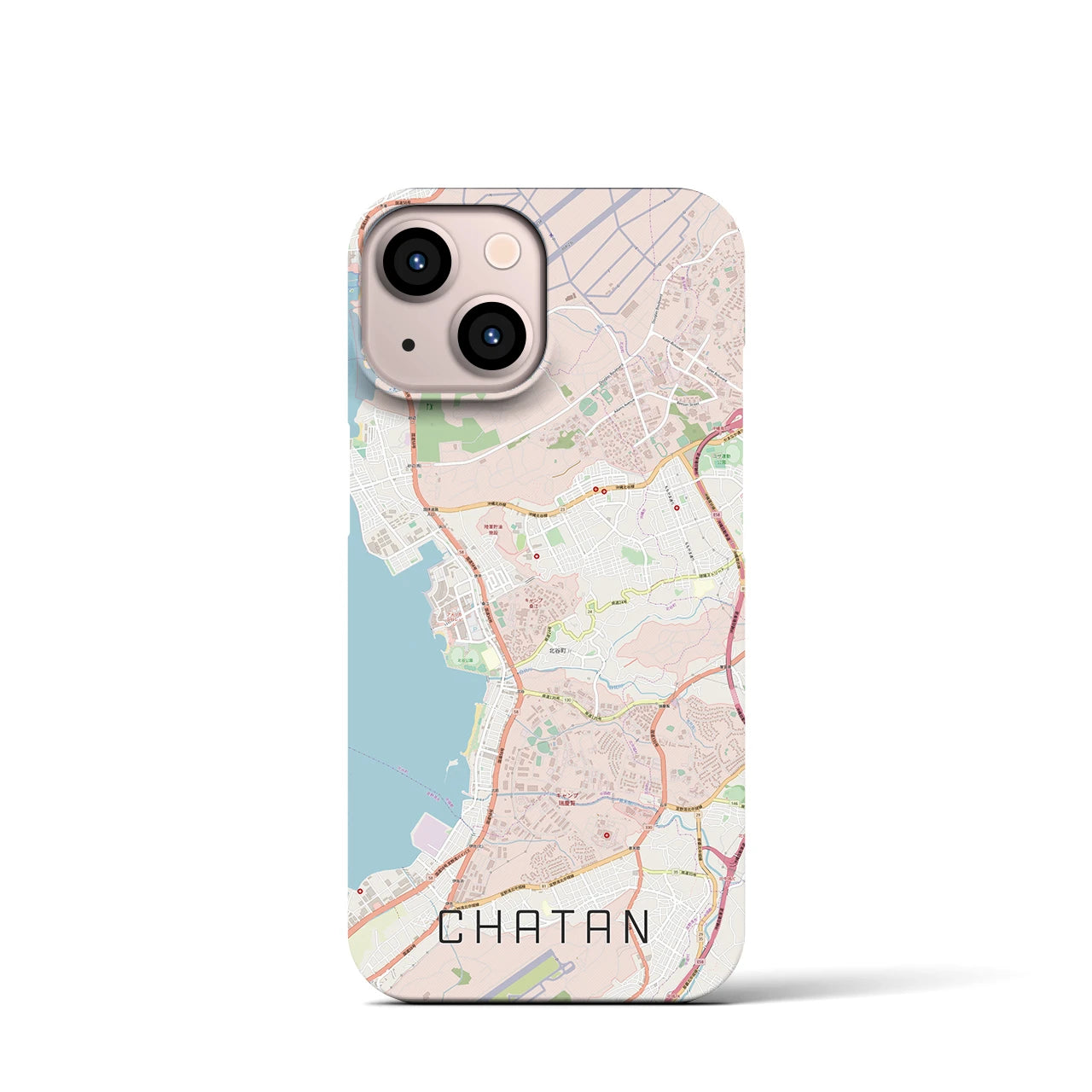 【北谷】地図柄iPhoneケース（バックカバータイプ・ナチュラル）iPhone 13 mini 用