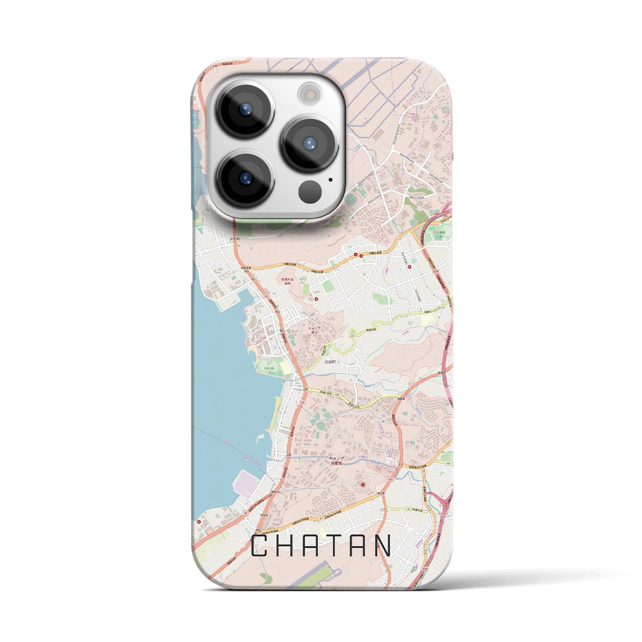 【北谷】地図柄iPhoneケース（バックカバータイプ・ナチュラル）iPhone 14 Pro 用