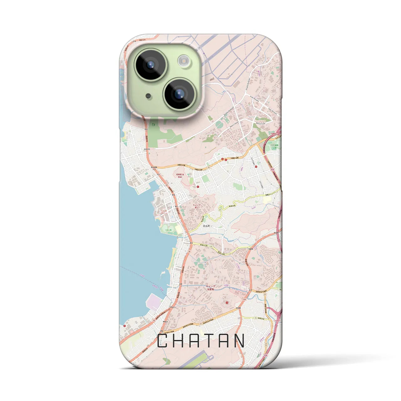 【北谷】地図柄iPhoneケース（バックカバータイプ・ナチュラル）iPhone 15 用