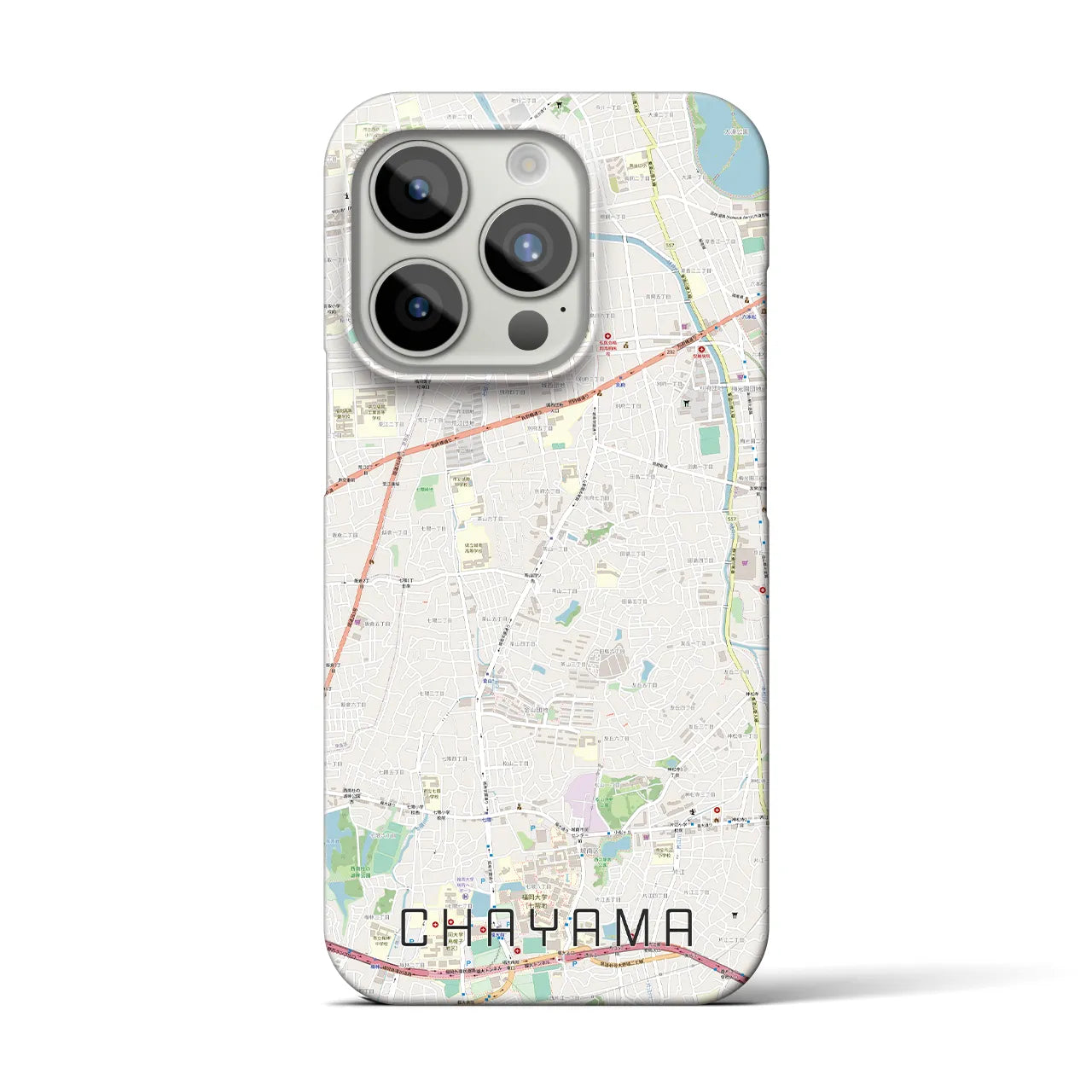 【茶山】地図柄iPhoneケース（バックカバータイプ・ナチュラル）iPhone 15 Pro 用