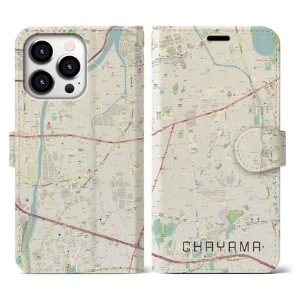 【茶山（福岡県）】地図柄iPhoneケース（手帳タイプ）ナチュラル・iPhone 13 Pro 用