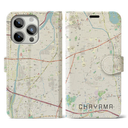 【茶山（福岡県）】地図柄iPhoneケース（手帳タイプ）ナチュラル・iPhone 15 Pro 用