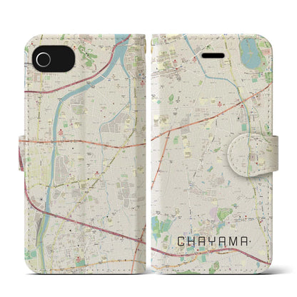 【茶山（福岡県）】地図柄iPhoneケース（手帳タイプ）ナチュラル・iPhone SE（第3 / 第2世代） / 8 / 7 / 6s / 6 用