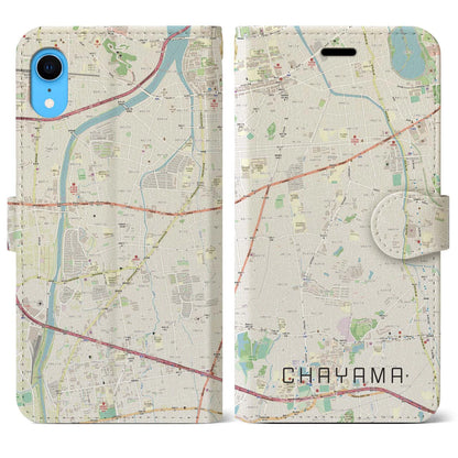 【茶山（福岡県）】地図柄iPhoneケース（手帳タイプ）ナチュラル・iPhone XR 用