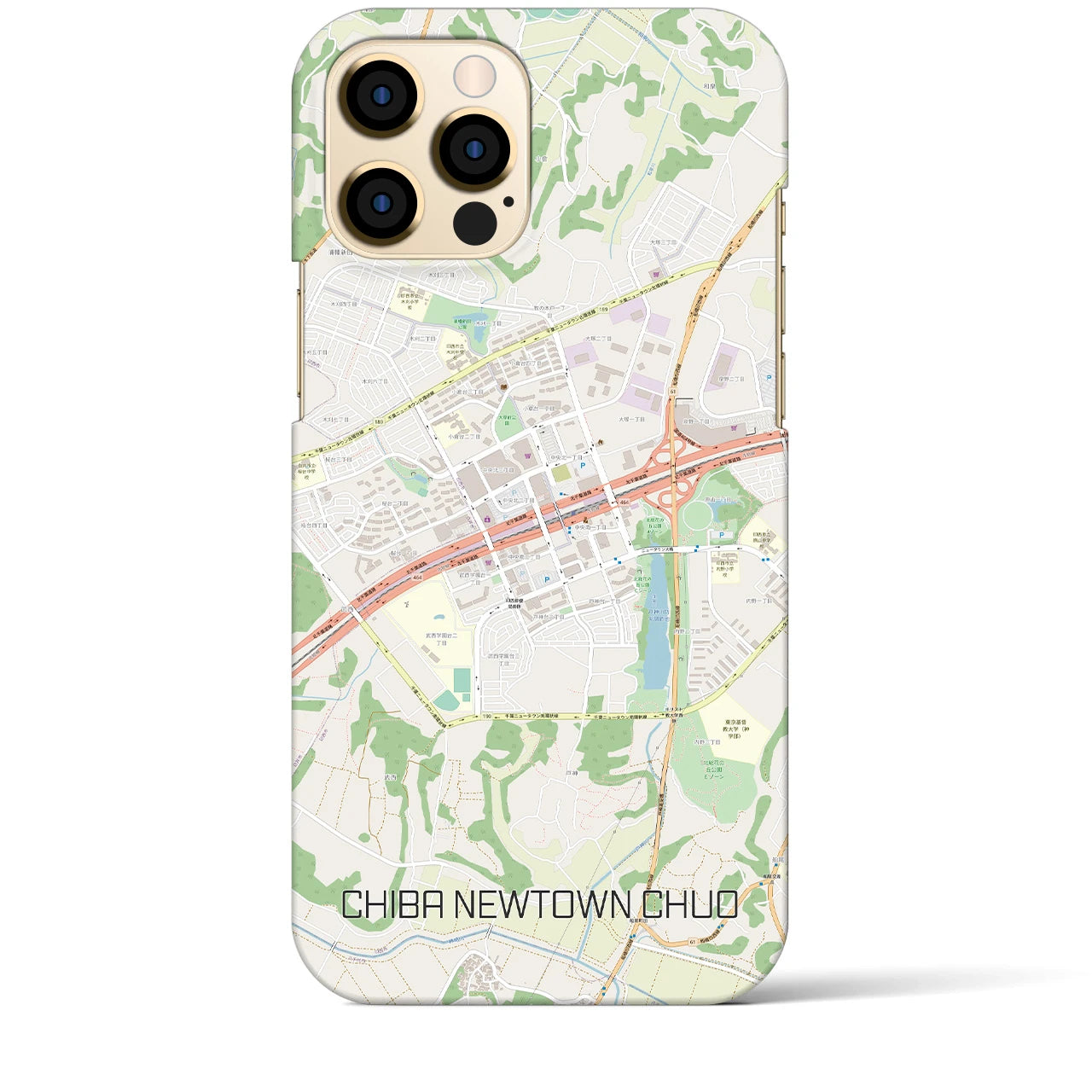 【千葉ニュータウン中央】地図柄iPhoneケース（バックカバータイプ・ナチュラル）iPhone 12 Pro Max 用