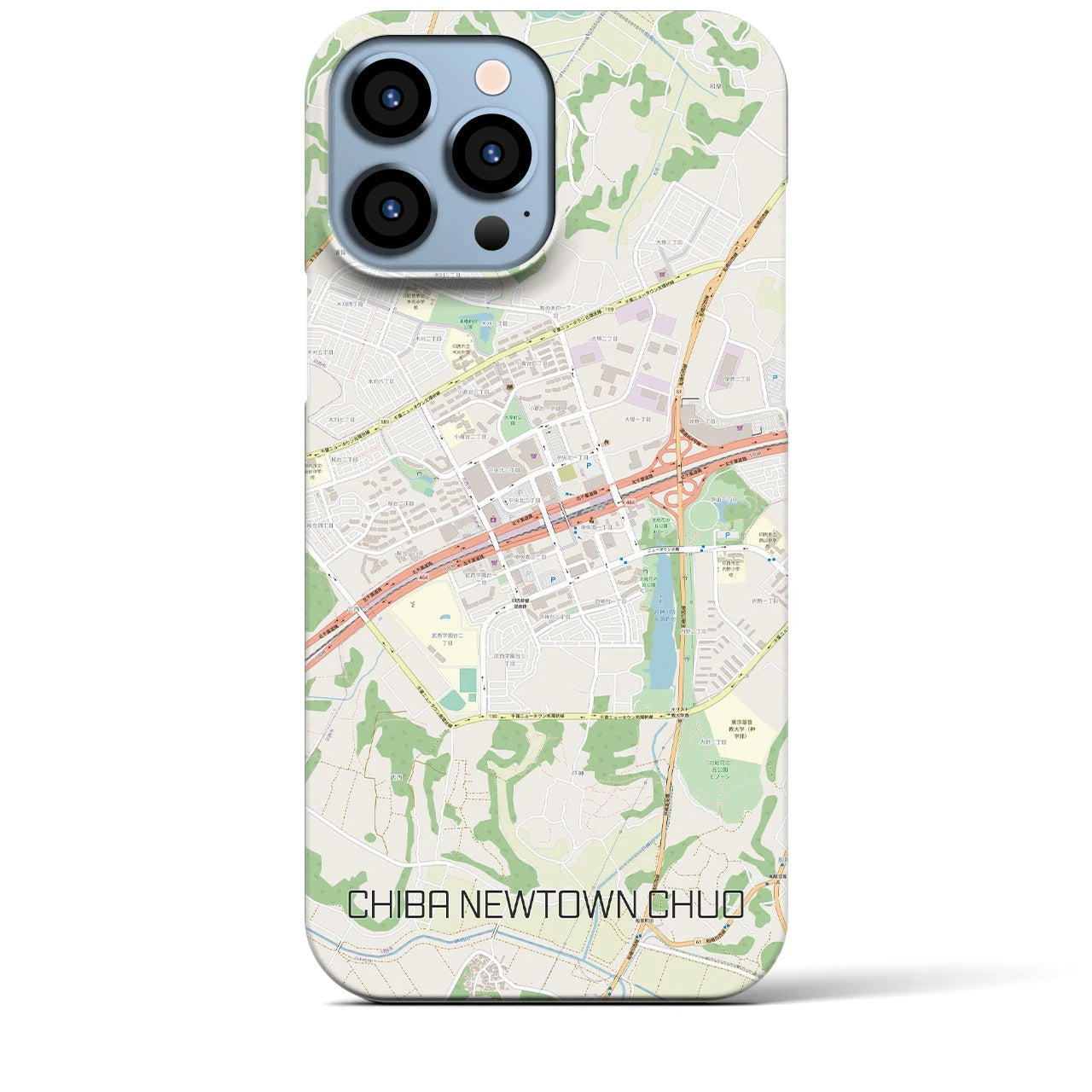 【千葉ニュータウン中央】地図柄iPhoneケース（バックカバータイプ・ナチュラル）iPhone 13 Pro Max 用