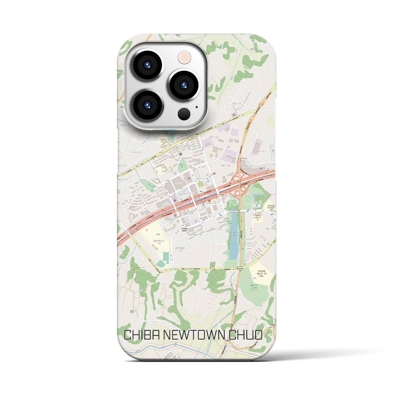 【千葉ニュータウン中央】地図柄iPhoneケース（バックカバータイプ・ナチュラル）iPhone 13 Pro 用