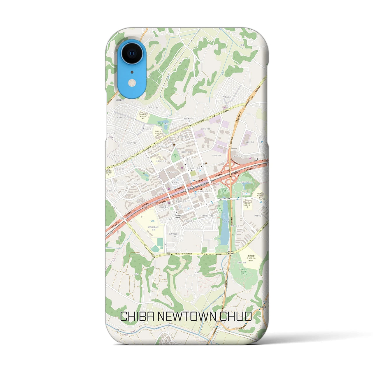 【千葉ニュータウン中央】地図柄iPhoneケース（バックカバータイプ・ナチュラル）iPhone XR 用