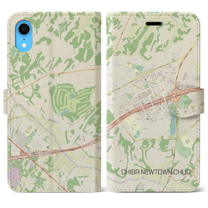 【千葉ニュータウン中央（千葉県）】地図柄iPhoneケース（手帳タイプ）ナチュラル・iPhone XR 用
