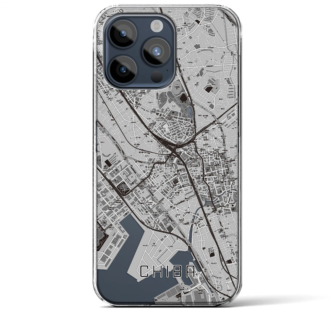 【千葉】地図柄iPhoneケース（クリアタイプ・モノトーン）iPhone 15 Pro Max 用