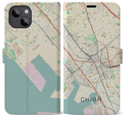 【千葉（千葉県）】地図柄iPhoneケース（手帳タイプ）ナチュラル・iPhone 14 Plus 用