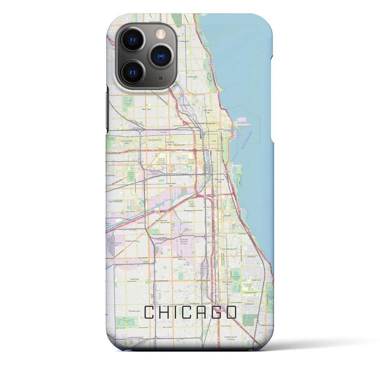 【シカゴ】地図柄iPhoneケース（バックカバータイプ・ナチュラル）iPhone 11 Pro Max 用