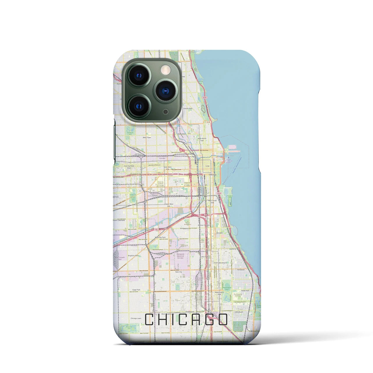 【シカゴ】地図柄iPhoneケース（バックカバータイプ・ナチュラル）iPhone 11 Pro 用