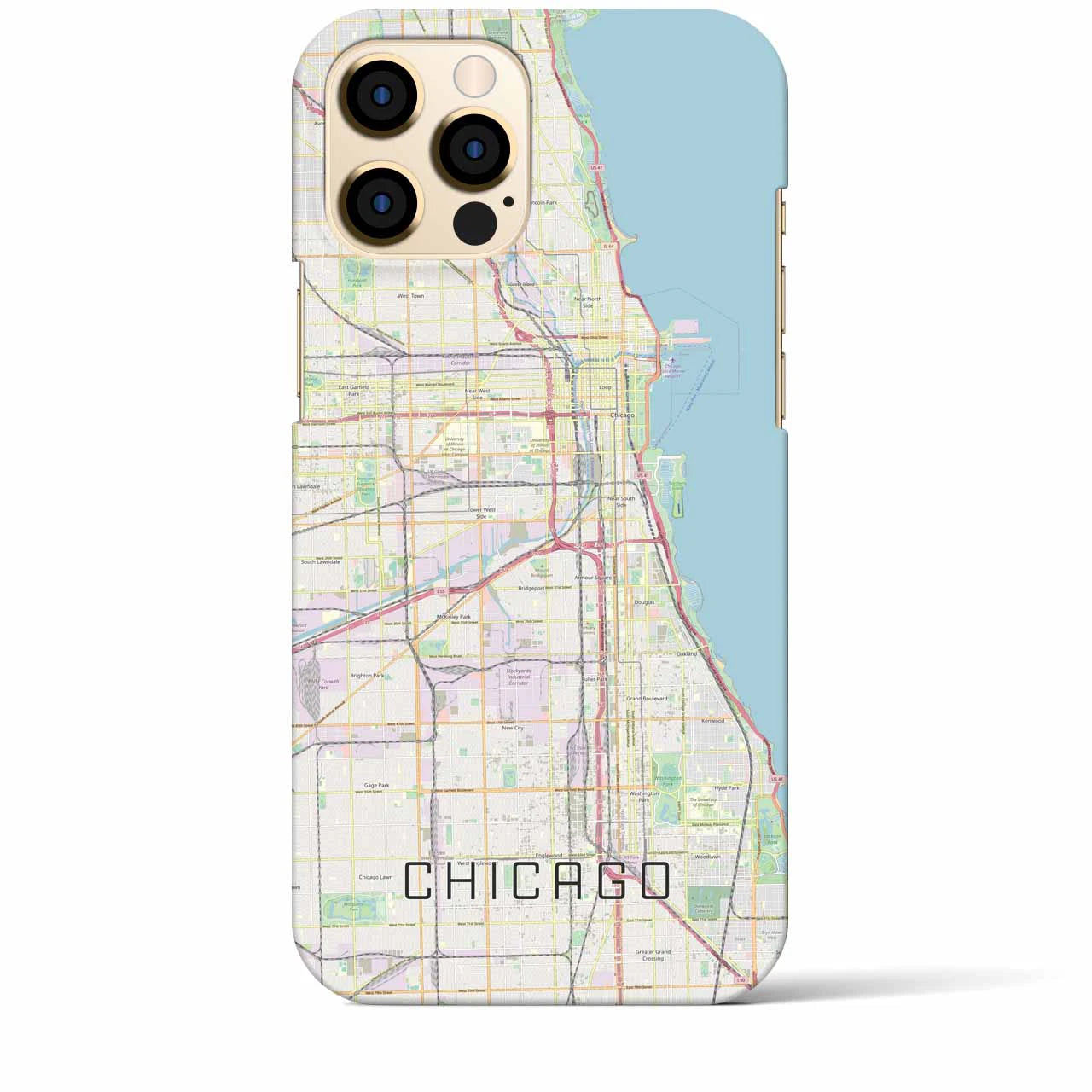 【シカゴ】地図柄iPhoneケース（バックカバータイプ・ナチュラル）iPhone 12 Pro Max 用