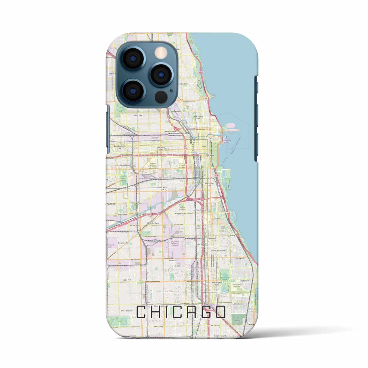 【シカゴ】地図柄iPhoneケース（バックカバータイプ・ナチュラル）iPhone 12 / 12 Pro 用