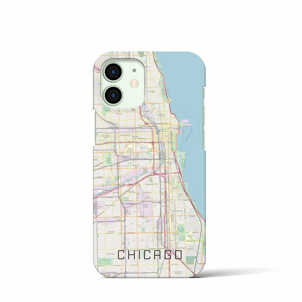 【シカゴ】地図柄iPhoneケース（バックカバータイプ・ナチュラル）iPhone 12 mini 用