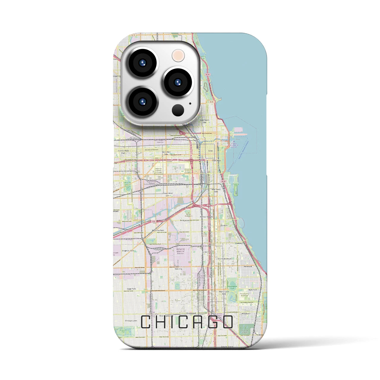 【シカゴ】地図柄iPhoneケース（バックカバータイプ・ナチュラル）iPhone 13 Pro 用