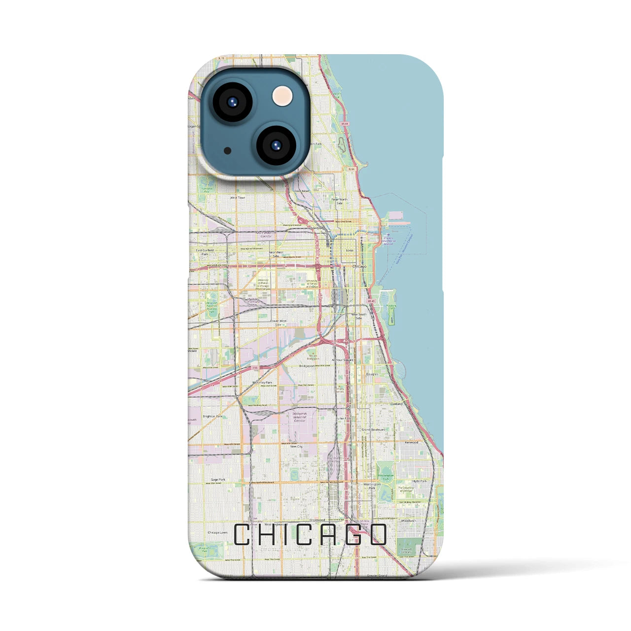 【シカゴ】地図柄iPhoneケース（バックカバータイプ・ナチュラル）iPhone 13 用