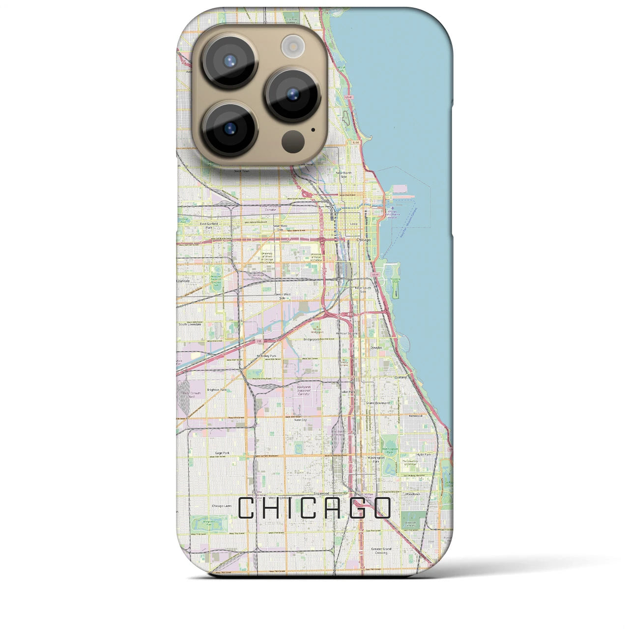 【シカゴ】地図柄iPhoneケース（バックカバータイプ・ナチュラル）iPhone 14 Pro Max 用