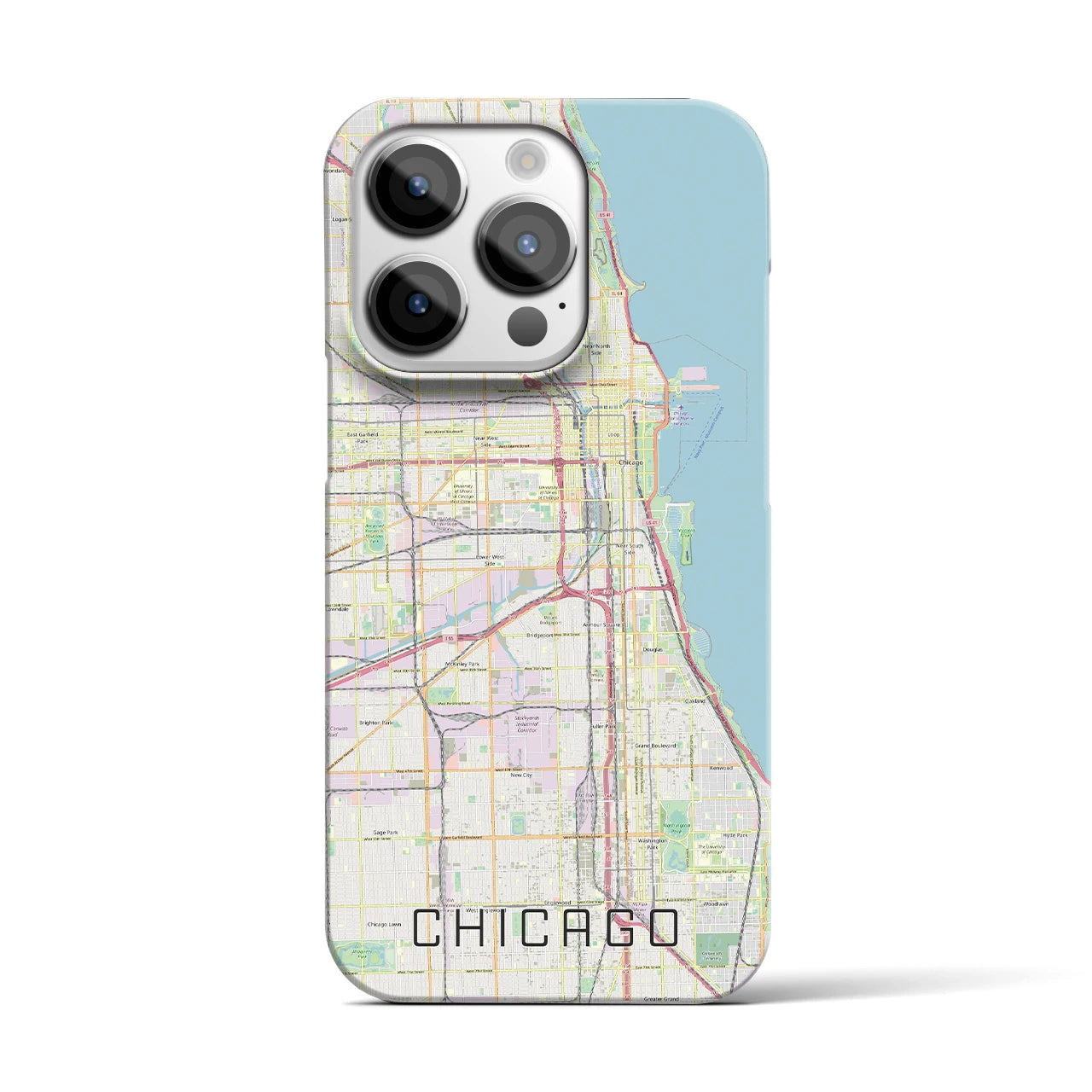 【シカゴ】地図柄iPhoneケース（バックカバータイプ・ナチュラル）iPhone 14 Pro 用