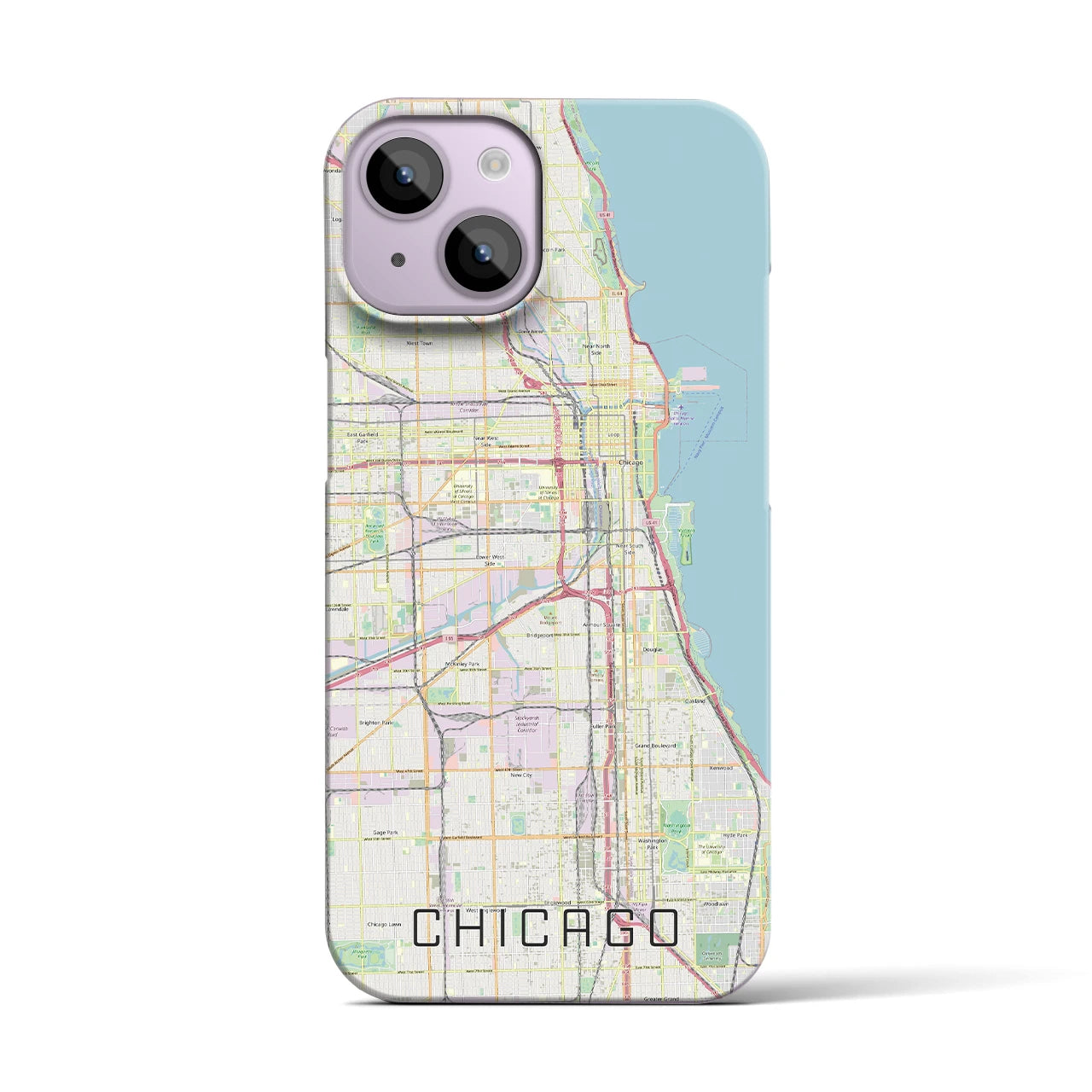 【シカゴ】地図柄iPhoneケース（バックカバータイプ・ナチュラル）iPhone 14 用