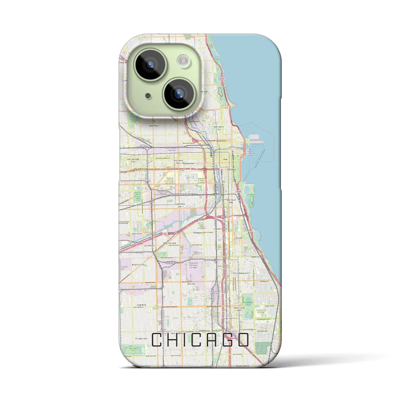 【シカゴ】地図柄iPhoneケース（バックカバータイプ・ナチュラル）iPhone 15 用