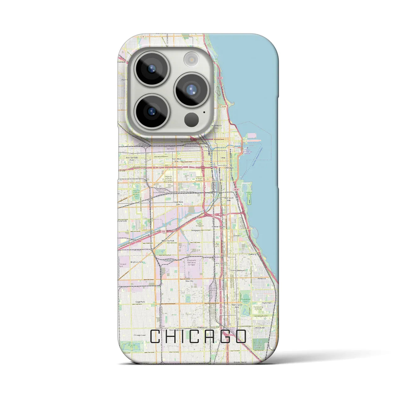【シカゴ】地図柄iPhoneケース（バックカバータイプ・ナチュラル）iPhone 15 Pro 用