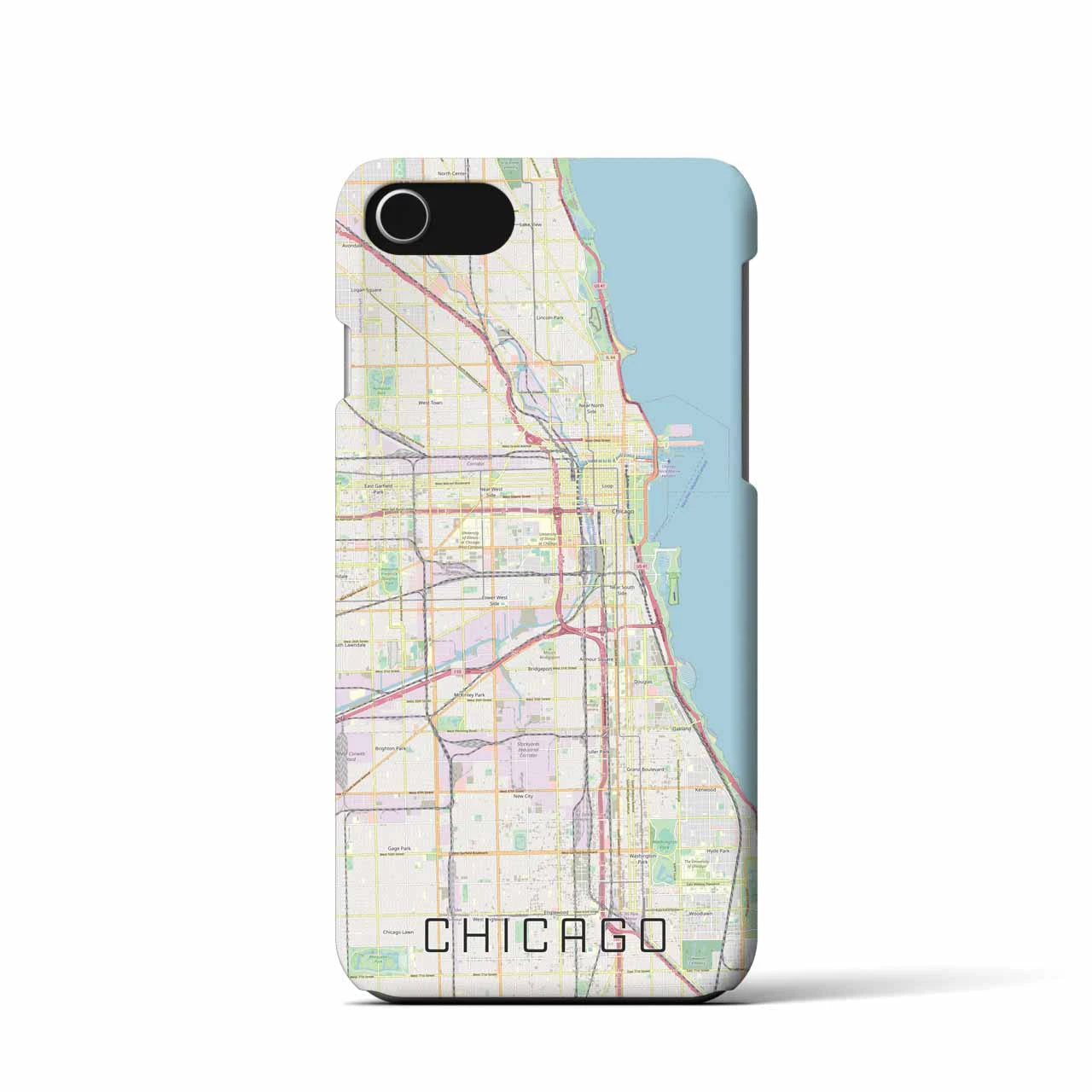 【シカゴ】地図柄iPhoneケース（バックカバータイプ・ナチュラル）iPhone SE（第3 / 第2世代） / 8 / 7 / 6s / 6 用