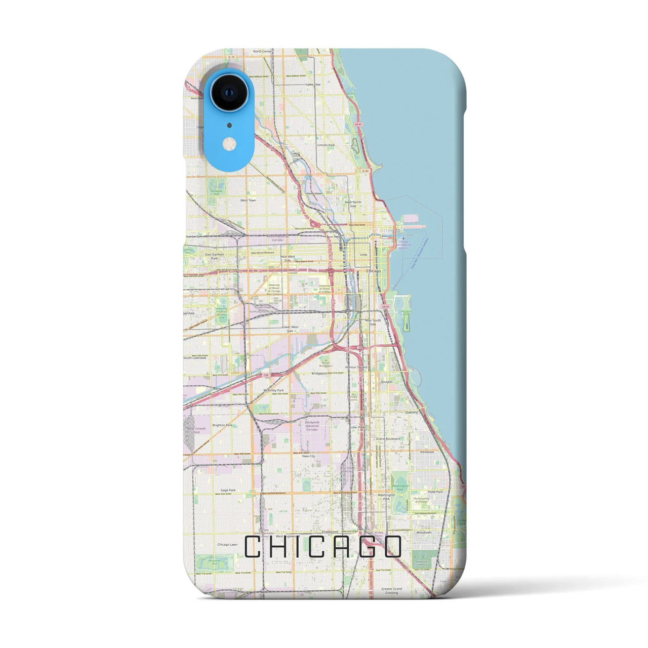 【シカゴ】地図柄iPhoneケース（バックカバータイプ・ナチュラル）iPhone XR 用