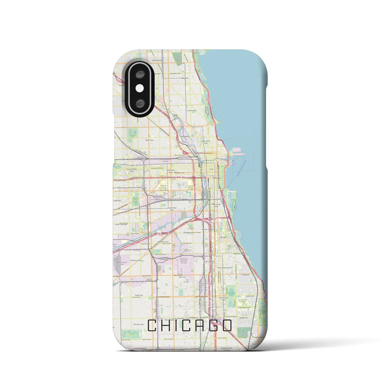 【シカゴ】地図柄iPhoneケース（バックカバータイプ・ナチュラル）iPhone XS / X 用