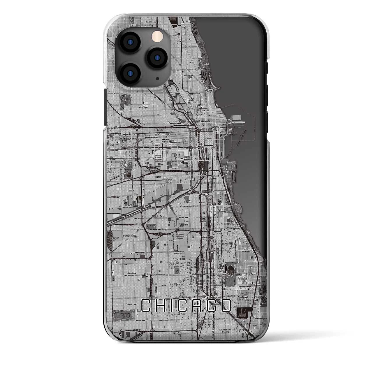 【シカゴ】地図柄iPhoneケース（クリアタイプ・モノトーン）iPhone 11 Pro Max 用