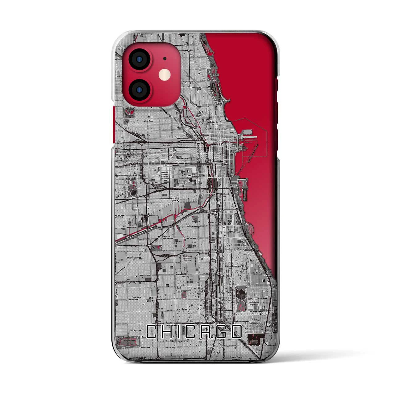 【シカゴ】地図柄iPhoneケース（クリアタイプ・モノトーン）iPhone 11 用
