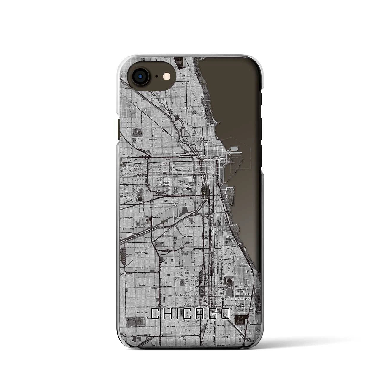 【シカゴ】地図柄iPhoneケース（クリアタイプ・モノトーン）iPhone SE（第3 / 第2世代） / 8 / 7 / 6s / 6 用