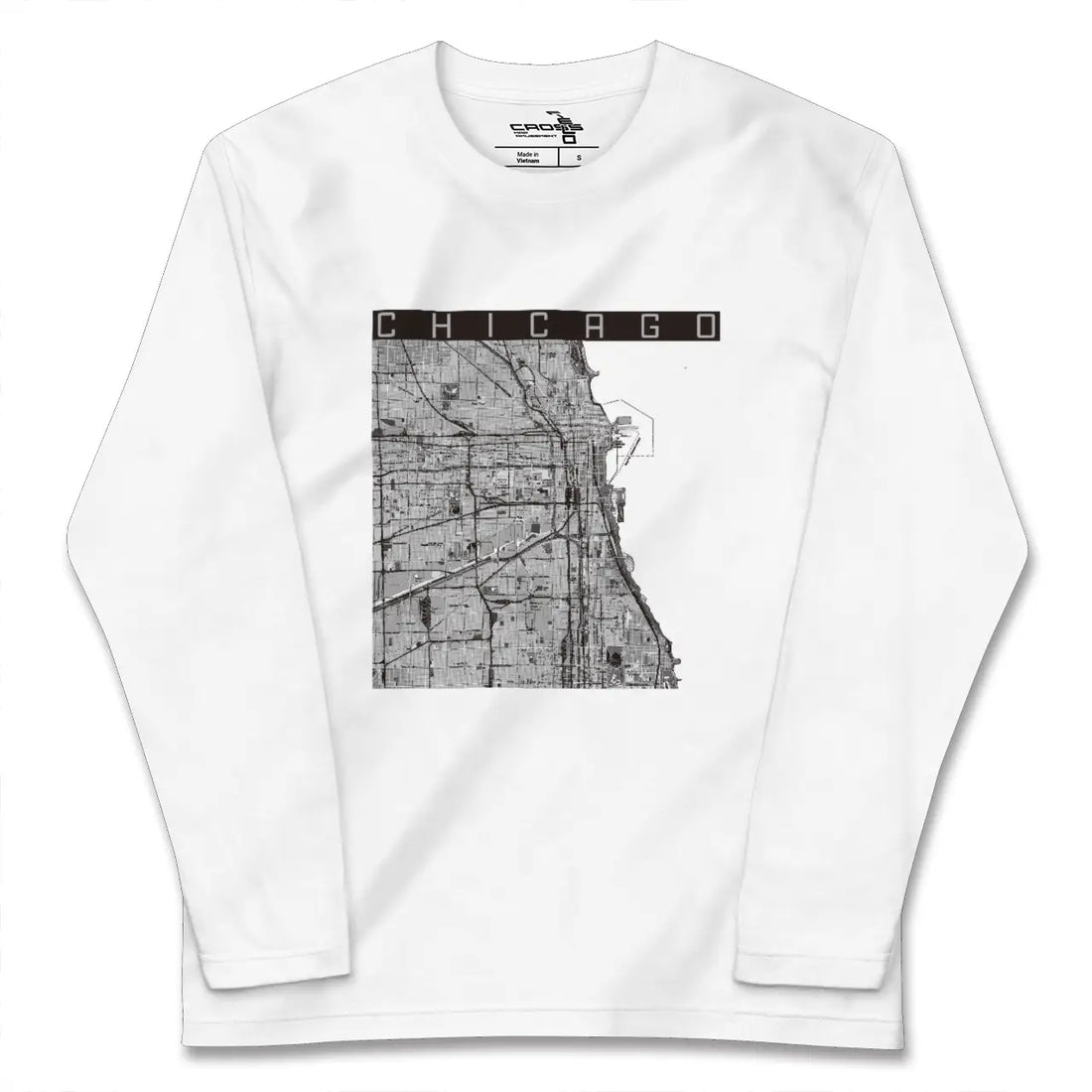 【シカゴ(アメリカ)】地図柄ロングスリーブTシャツ
