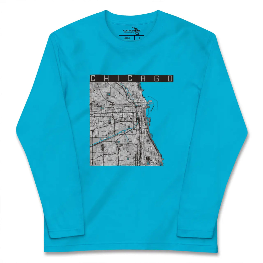 【シカゴ(アメリカ)】地図柄ロングスリーブTシャツ