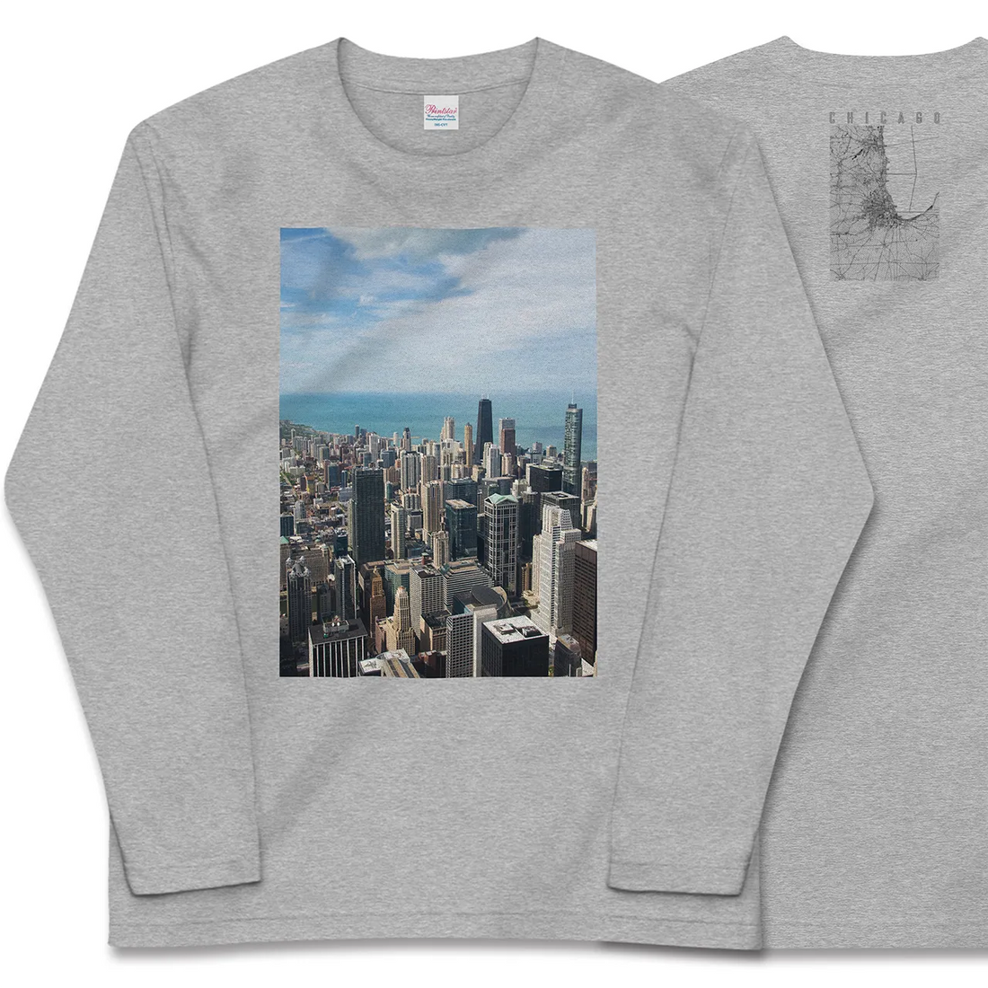 【シカゴ(アメリカ)】Map World ロングスリーブTシャツ