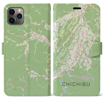 【秩父（埼玉県）】地図柄iPhoneケース（手帳タイプ）ナチュラル・iPhone 11 Pro Max 用