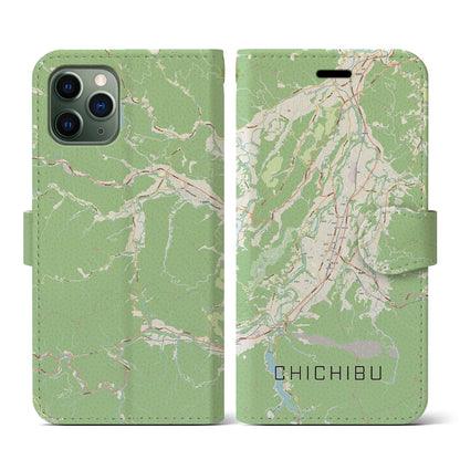 【秩父（埼玉県）】地図柄iPhoneケース（手帳タイプ）ナチュラル・iPhone 11 Pro 用