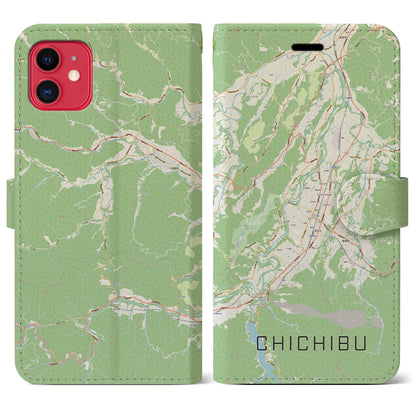 【秩父（埼玉県）】地図柄iPhoneケース（手帳タイプ）ナチュラル・iPhone 11 用