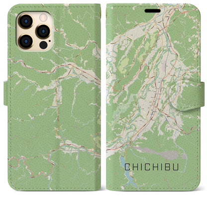 【秩父（埼玉県）】地図柄iPhoneケース（手帳タイプ）ナチュラル・iPhone 12 Pro Max 用