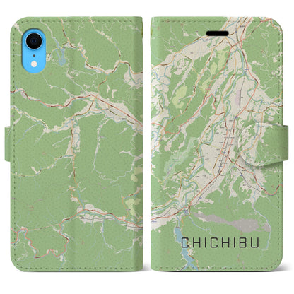 【秩父（埼玉県）】地図柄iPhoneケース（手帳タイプ）ナチュラル・iPhone XR 用