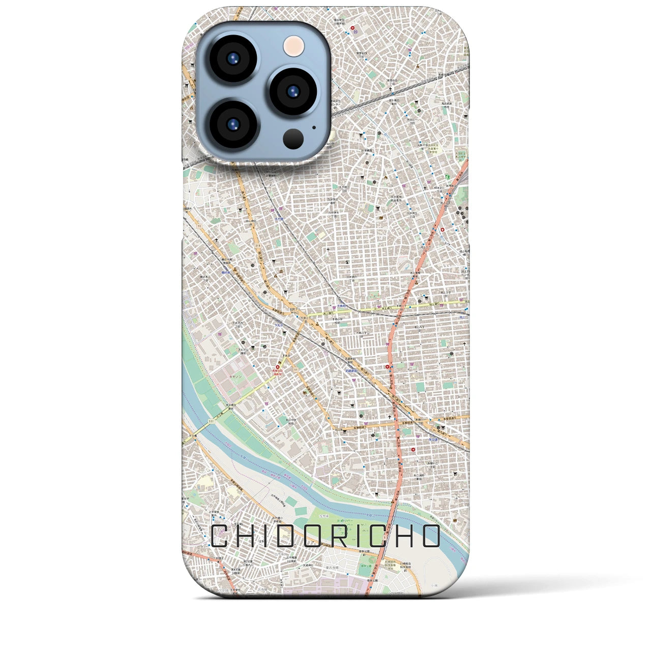 【千鳥町】地図柄iPhoneケース（バックカバータイプ・ナチュラル）iPhone 13 Pro Max 用