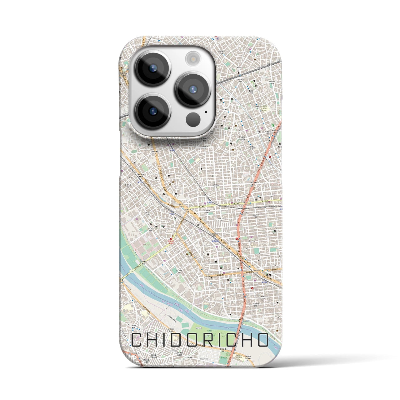 【千鳥町】地図柄iPhoneケース（バックカバータイプ・ナチュラル）iPhone 14 Pro 用