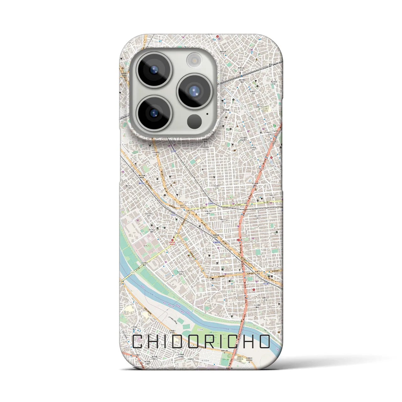 【千鳥町】地図柄iPhoneケース（バックカバータイプ・ナチュラル）iPhone 15 Pro 用
